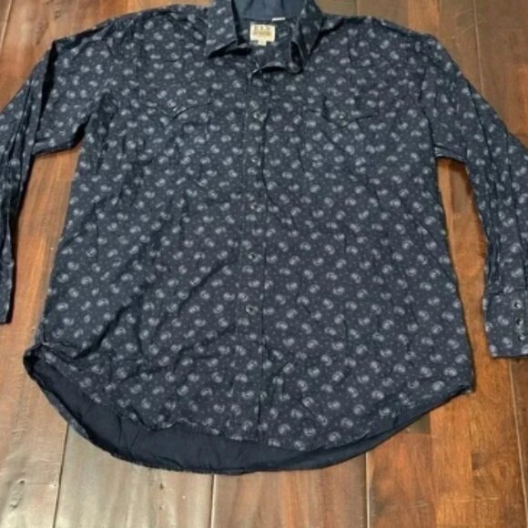 Ely Cattleman Long Sleeve Navy Pearl Snap Button Up Size XL - Picture 1 of 4